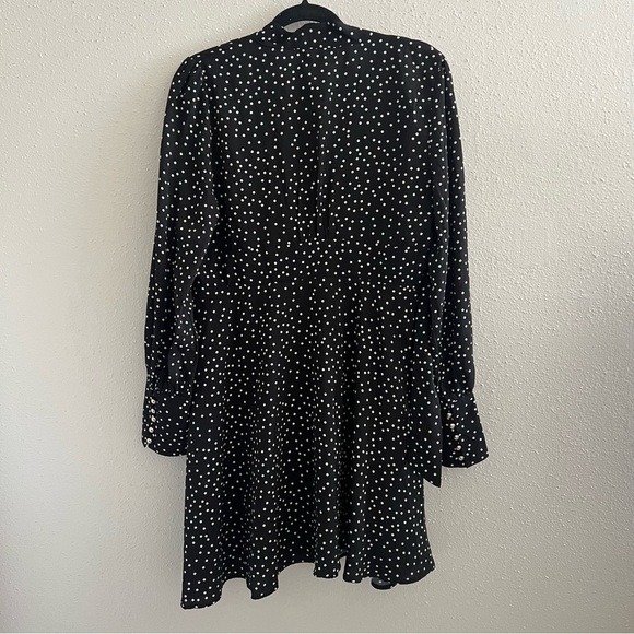 CISTAR M Black White Polka Dot Bow Tie Dress Large - Picture 6 of 8